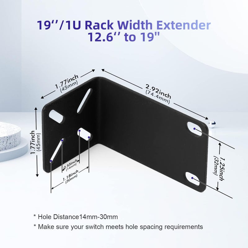 PhyinLan Rack Mount Kit for 12.6 inch Switches, Adjustable Rack Ears for Netgear, Cisco, D-Link, TRENDnet and Dell Products, Mount 12.6" Wide to 19" Equipment, Adjustable Hole Distance 14-30mm - Image 2